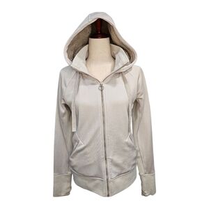 Athleta Triumph Luxe Shine Hoodie Pearl White Size S
